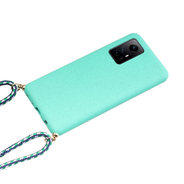 For Xiaomi Redmi Note 12S Wheat Straw Material + TPU Phone Case with Lanyard(Green) - Xiaomi Cases by PMC Jewellery | Online Shopping South Africa | PMC Jewellery