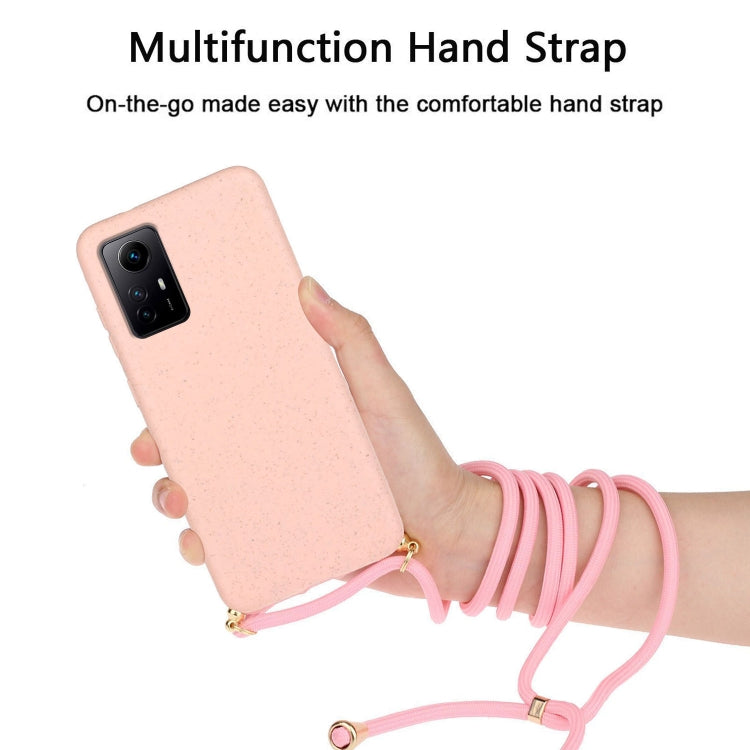 For Xiaomi Redmi Note 12S Wheat Straw Material + TPU Phone Case with Lanyard(Pink) - Xiaomi Cases by PMC Jewellery | Online Shopping South Africa | PMC Jewellery