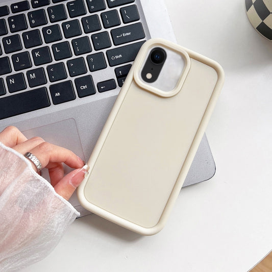 For iPhone XR Shockproof Frame Frosted TPU Phone Case(Beige) - More iPhone Cases by PMC Jewellery | Online Shopping South Africa | PMC Jewellery