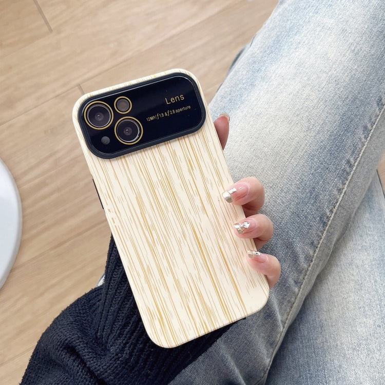 For iPhone 13 Wood Grain TPU Phone Case with Lens Film(Beige) - iPhone 13 Cases by PMC Jewellery | Online Shopping South Africa | PMC Jewellery