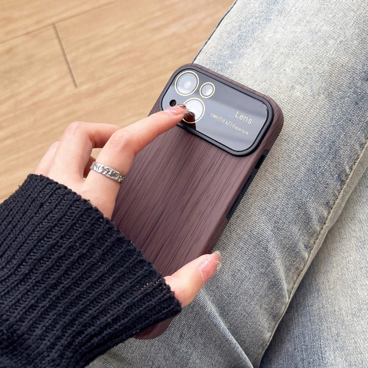 For iPhone XR Wood Grain TPU Phone Case with Lens Film(Khaki) - More iPhone Cases by PMC Jewellery | Online Shopping South Africa | PMC Jewellery