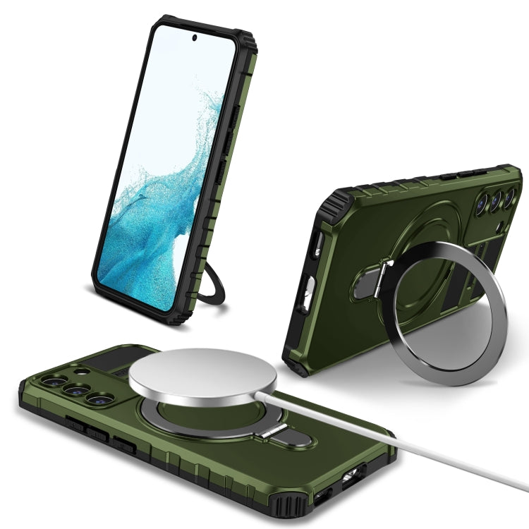 For Samsung Galaxy S22+ 5G MagSafe Magnetic Holder Phone Case(Green) - Galaxy S22+ 5G Cases by PMC Jewellery | Online Shopping South Africa | PMC Jewellery