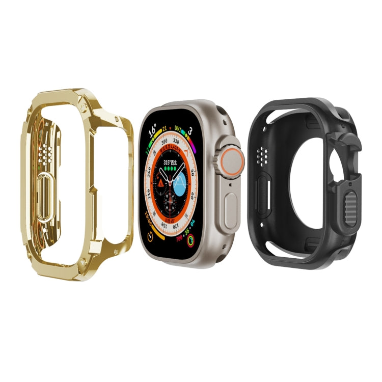 For Apple Watch Ultra 49mm 2-in-1 PC Hybrid TPU Armor Watch Case(Gold) - Watch Cases by PMC Jewellery | Online Shopping South Africa | PMC Jewellery