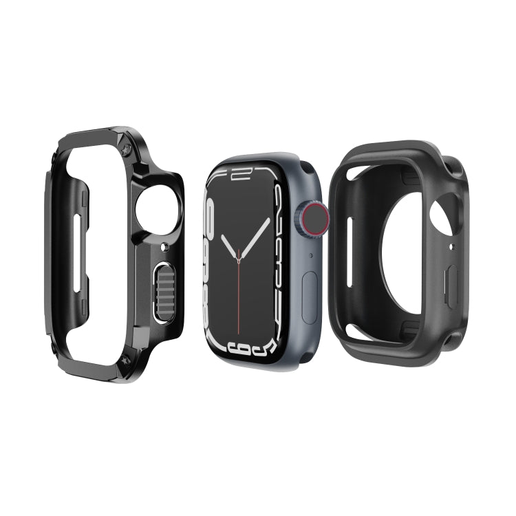 For Apple Watch Series 8 / 7 45mm 2-in-1 PC Hybrid TPU Armor Watch Case(Black) - Watch Cases by PMC Jewellery | Online Shopping South Africa | PMC Jewellery