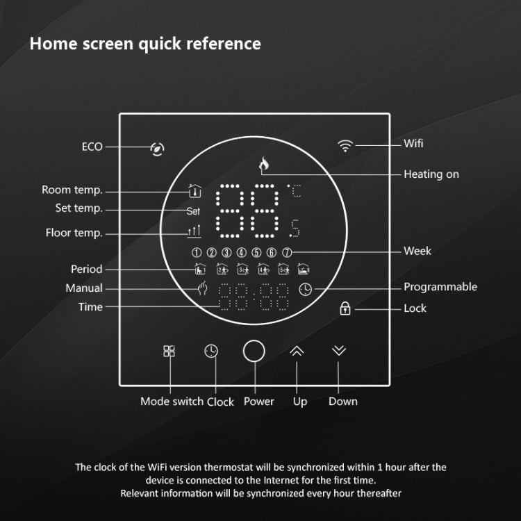 BHT-008GBL 95-240V AC 16A Smart Home Electric Heating LED Thermostat Without WiFi(Black) - Thermostat & Thermometer by PMC Jewellery | Online Shopping South Africa | PMC Jewellery