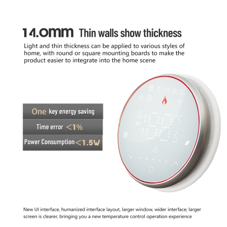 BHT-6001GALW 95-240V AC 5A Smart Round Thermostat Water Heating LED Thermostat With WiFi(White) - Thermostat & Thermometer by PMC Jewellery | Online Shopping South Africa | PMC Jewellery