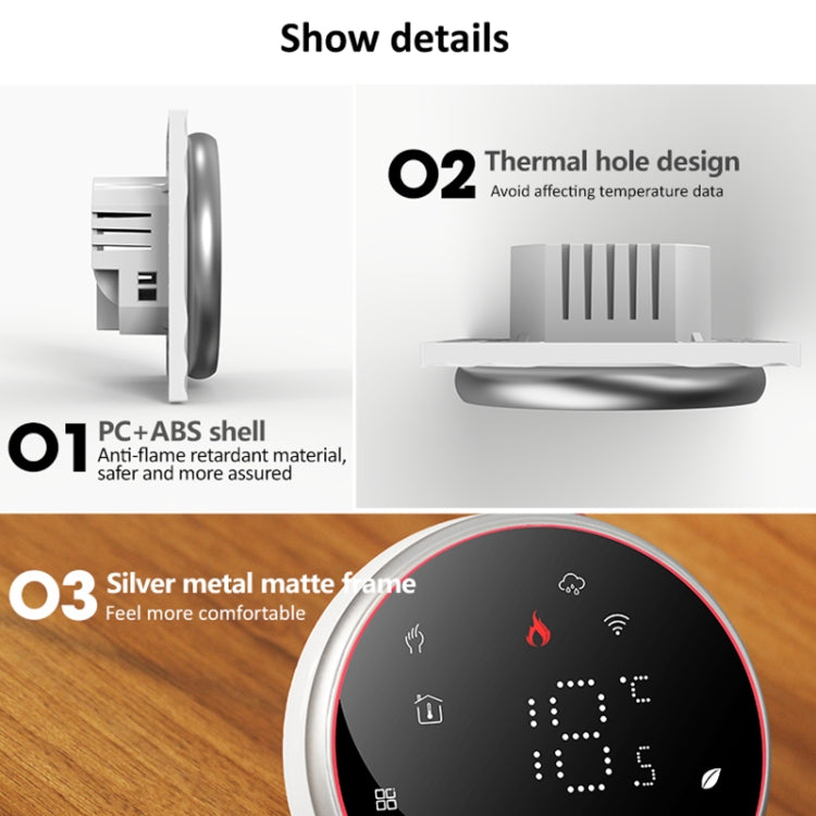 BHT-6001GALW 95-240V AC 5A Smart Round Thermostat Water Heating LED Thermostat With WiFi(White) - Thermostat & Thermometer by PMC Jewellery | Online Shopping South Africa | PMC Jewellery