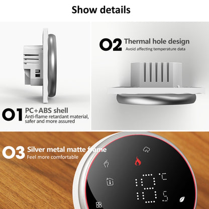 BHT-6001GBL 95-240V AC 16A Smart Round Thermostat Electric Heating LED Thermostat Without WiFi(Black) - Thermostat & Thermometer by PMC Jewellery | Online Shopping South Africa | PMC Jewellery