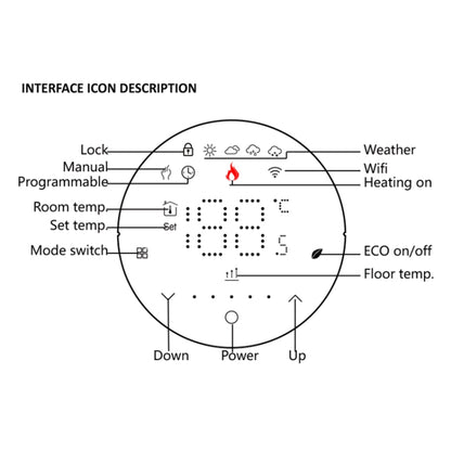 BHT-6001GCLW 95-240V AC 5A Smart Round Thermostat Boiler Heating LED Thermostat With WiFi(Black) - Thermostat & Thermometer by PMC Jewellery | Online Shopping South Africa | PMC Jewellery