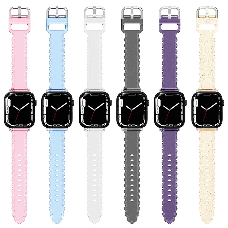 For Apple Watch SE 2022 40mm Diamond Texture Lace Clear TPU Watch Band(Purple) - Watch Bands by PMC Jewellery | Online Shopping South Africa | PMC Jewellery