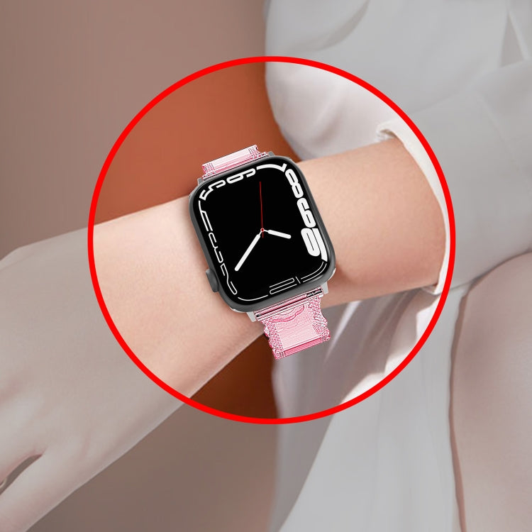 For Apple Watch 8 45mm Diamond Texture Lace Clear TPU Watch Band(Black) - Watch Bands by PMC Jewellery | Online Shopping South Africa | PMC Jewellery