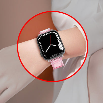 For Apple Watch SE 2022 44mm Diamond Texture Lace Clear TPU Watch Band(Pink) - Watch Bands by PMC Jewellery | Online Shopping South Africa | PMC Jewellery