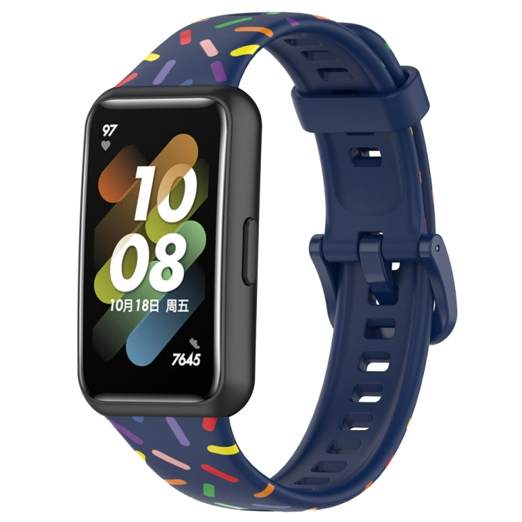 For Huawei Band 7 Sports Rainbow Dots Silicone Watch Band(Midnight Blue) - Watch Bands by PMC Jewellery | Online Shopping South Africa | PMC Jewellery