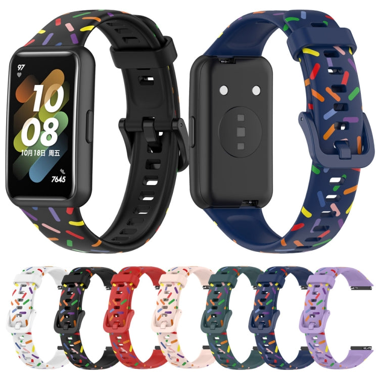 For Huawei Band 7 Sports Rainbow Dots Silicone Watch Band(Purple) - Watch Bands by PMC Jewellery | Online Shopping South Africa | PMC Jewellery