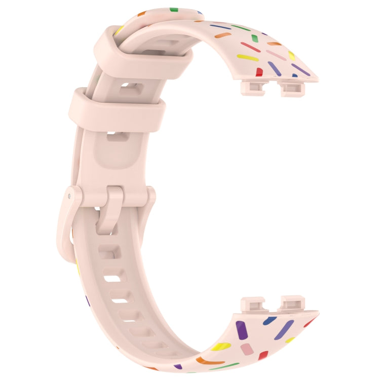 For Huawei Band 8 Sports Rainbow Dots Silicone Watch Band(Light Pink) - Watch Bands by PMC Jewellery | Online Shopping South Africa | PMC Jewellery