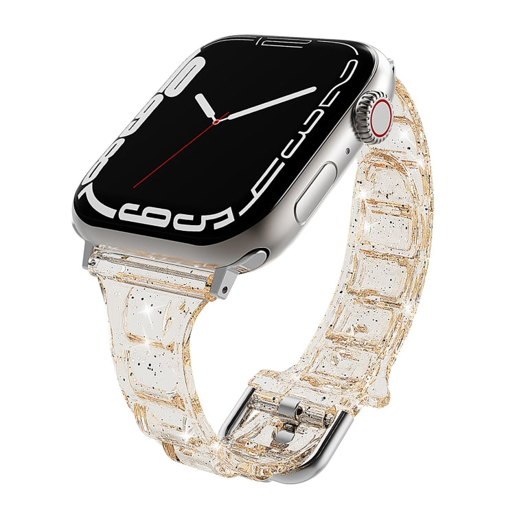 For Apple Watch Ultra 49mm Cube Airbag Clear TPU Watch Band(Gold) - Watch Bands by PMC Jewellery | Online Shopping South Africa | PMC Jewellery