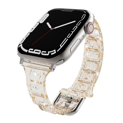 For Apple Watch 7 45mm Cube Airbag Clear TPU Watch Band(Gold) - Watch Bands by PMC Jewellery | Online Shopping South Africa | PMC Jewellery