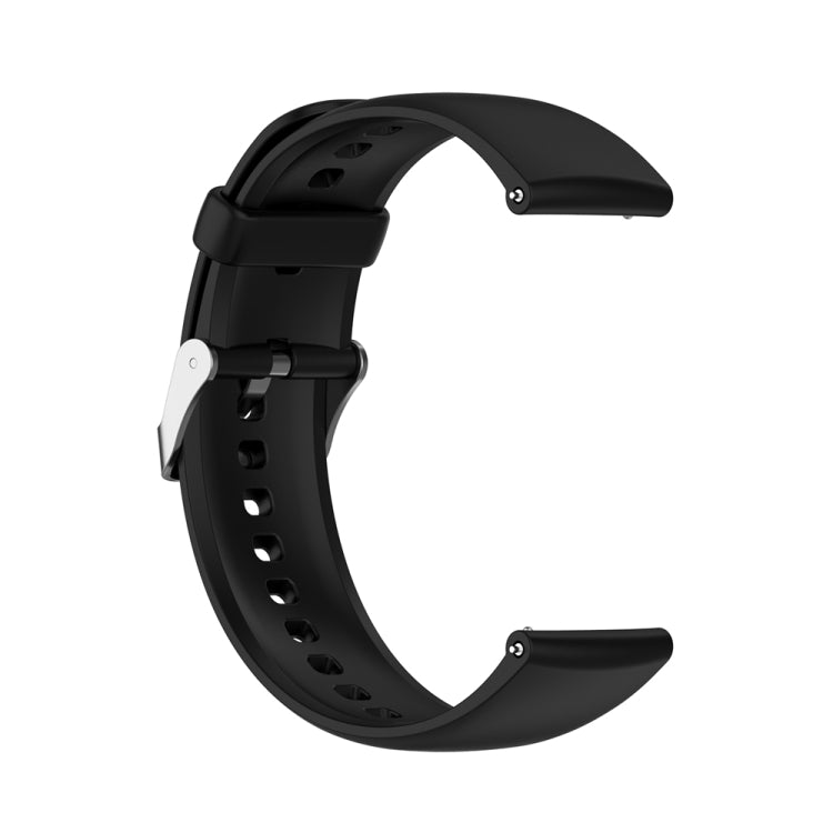 For Huawei Watch 4 / Watch 4 Pro Solid Color Silicone Stainless Steel Silver Buckle Watch Band(Black) - Watch Bands by PMC Jewellery | Online Shopping South Africa | PMC Jewellery