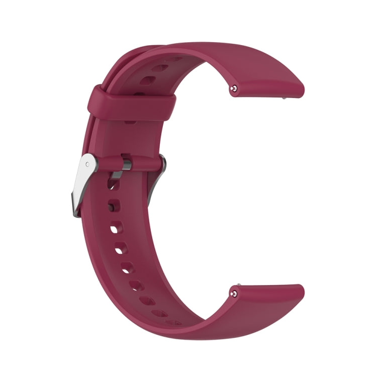 For Huawei Watch 4 / Watch 4 Pro Solid Color Silicone Stainless Steel Silver Buckle Watch Band(Wine Red) - Watch Bands by PMC Jewellery | Online Shopping South Africa | PMC Jewellery