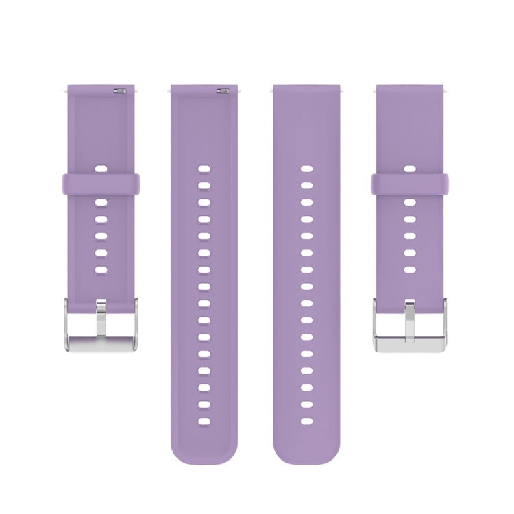 For Huawei Watch 4 / Watch 4 Pro Solid Color Silicone Stainless Steel Silver Buckle Watch Band(Light Purple) - Watch Bands by PMC Jewellery | Online Shopping South Africa | PMC Jewellery