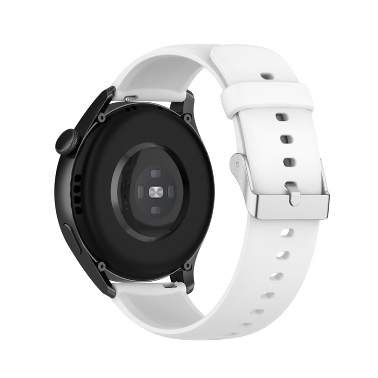 For Huawei Watch 4 / Watch 4 Pro Solid Color Silicone Stainless Steel Silver Buckle Watch Band(White) - Watch Bands by PMC Jewellery | Online Shopping South Africa | PMC Jewellery