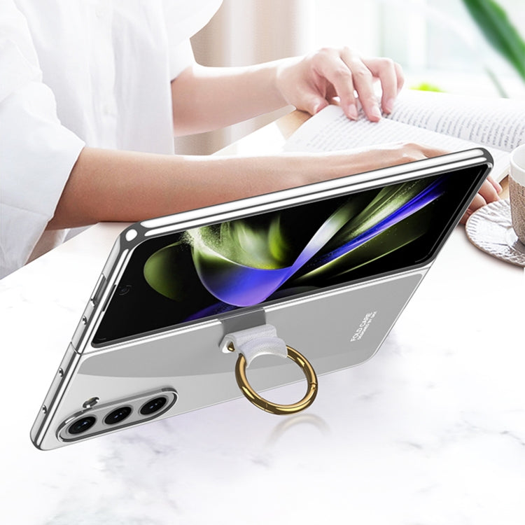 For Samsung Galaxy Z Fold5 GKK Electroplating Phone Case with Ring(Transparent) - Galaxy Z Fold5 Cases by GKK | Online Shopping South Africa | PMC Jewellery