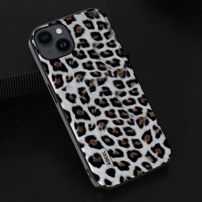 For iPhone 14 Plus ABEEL Black Edge Leopard Phone Case(Silver Leopard) - iPhone 14 Plus Cases by PMC Jewellery | Online Shopping South Africa | PMC Jewellery