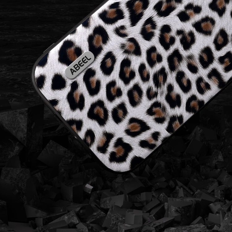 For iPhone 14 Plus ABEEL Black Edge Leopard Phone Case(Silver Leopard) - iPhone 14 Plus Cases by PMC Jewellery | Online Shopping South Africa | PMC Jewellery