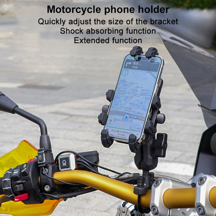 MOTOSLG Crab Motorcycle Phone Clamp Bracket L-Type Rear Mirror Mount with Anti-theft Lock(Black) - Holder by MOTOLSG | Online Shopping South Africa | PMC Jewellery