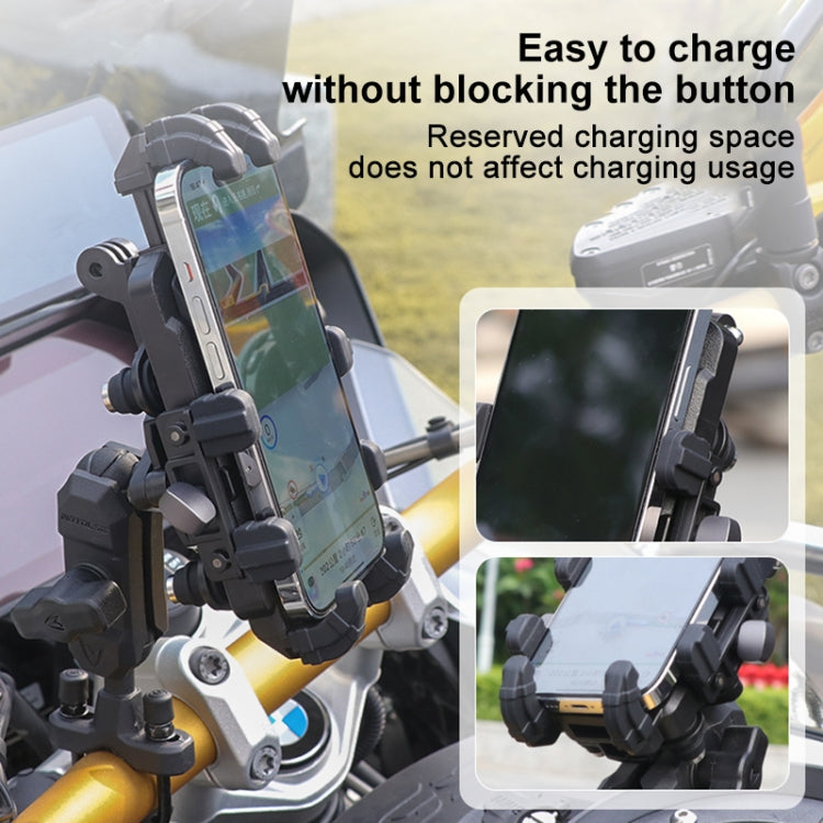 MOTOSLG Crab Motorcycle Phone Clamp Bracket L-Type Rear Mirror Mount with Anti-theft Lock(Black) - Holder by MOTOLSG | Online Shopping South Africa | PMC Jewellery
