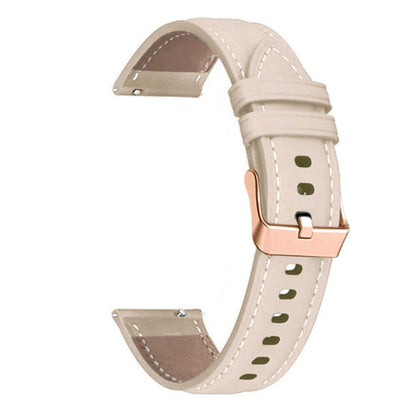 For Garmin Venu / SQ / SQ2 / Venu 2 Plus 20mm Rose Gold Buckle Genuine Leather Watch Band(Apricot) - Watch Bands by PMC Jewellery | Online Shopping South Africa | PMC Jewellery