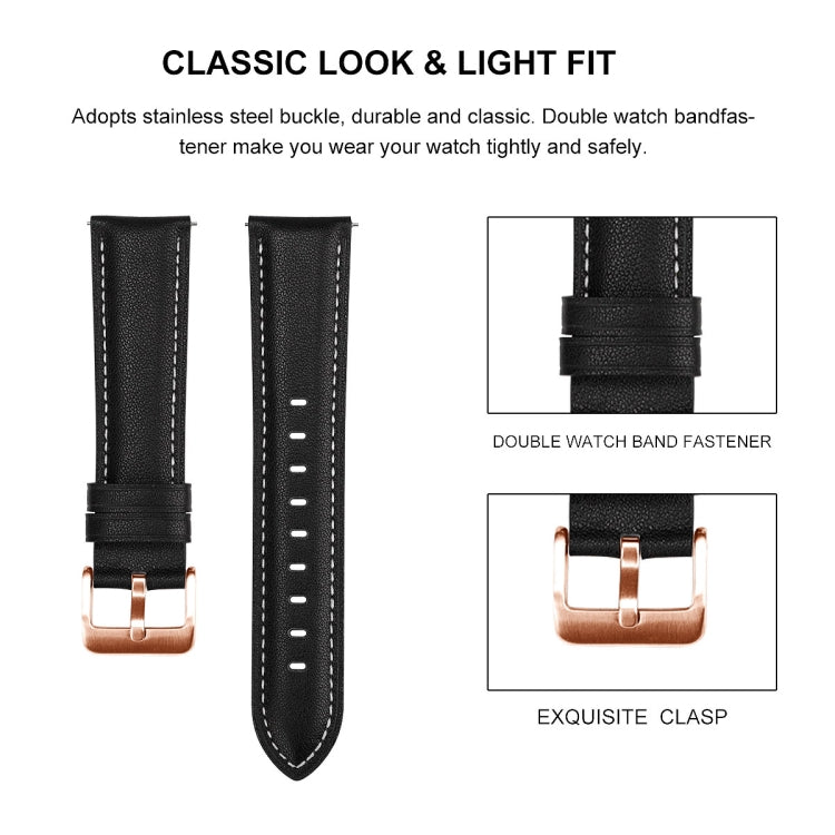 For Garmin Venu / SQ / SQ2 / Venu 2 Plus 20mm Rose Gold Buckle Genuine Leather Watch Band(Apricot) - Watch Bands by PMC Jewellery | Online Shopping South Africa | PMC Jewellery
