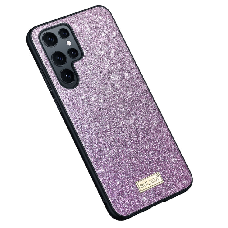 For Samsung Galaxy S23 Ultra 5G SULADA Glittery TPU + Handmade Leather Phone Case(Purple) - Galaxy S23 Ultra 5G Cases by SULADA | Online Shopping South Africa | PMC Jewellery