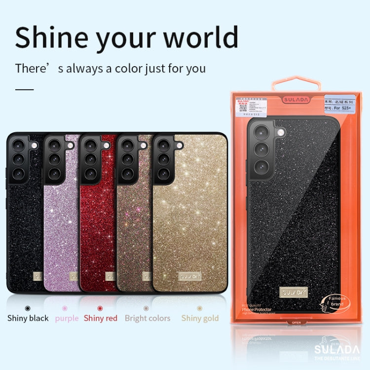 For Samsung Galaxy S23+ 5G SULADA Glittery TPU + Handmade Leather Phone Case(Red) - Galaxy S23+ 5G Cases by SULADA | Online Shopping South Africa | PMC Jewellery