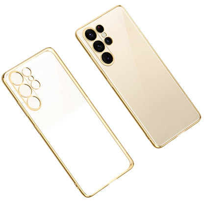 For Samsung Galaxy S23 Ultra 5G SULADA Shockproof Plating TPU Transparent Phone Case(Gold) - Galaxy S23 Ultra 5G Cases by SULADA | Online Shopping South Africa | PMC Jewellery