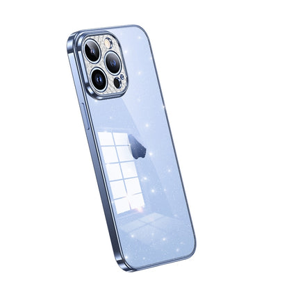 For iPhone 14 Pro Max SULADA Electroplated Transparent Glittery TPU Phone Case(Blue) - iPhone 14 Pro Max Cases by SULADA | Online Shopping South Africa | PMC Jewellery