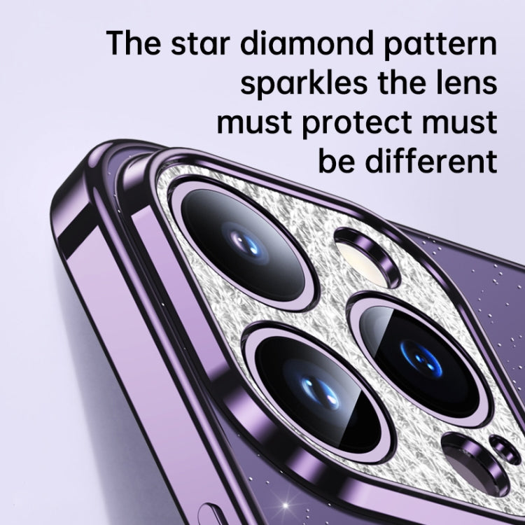 For iPhone 12 SULADA Electroplated Transparent Glittery TPU Phone Case(Purple) - iPhone 12 / 12 Pro Cases by SULADA | Online Shopping South Africa | PMC Jewellery
