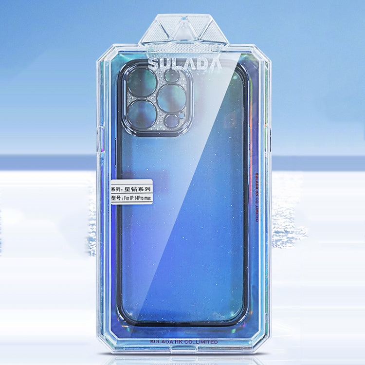 For iPhone 12 Pro Max SULADA Electroplated Transparent Glittery TPU Phone Case(Blue) - iPhone 12 Pro Max Cases by SULADA | Online Shopping South Africa | PMC Jewellery