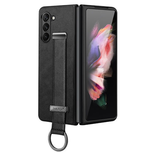 For Samsung Galaxy Z Fold5 SULADA PC + Leather Texture Skin Feel Shockproof Phone Case(Black) - Galaxy Z Fold5 Cases by SULADA | Online Shopping South Africa | PMC Jewellery