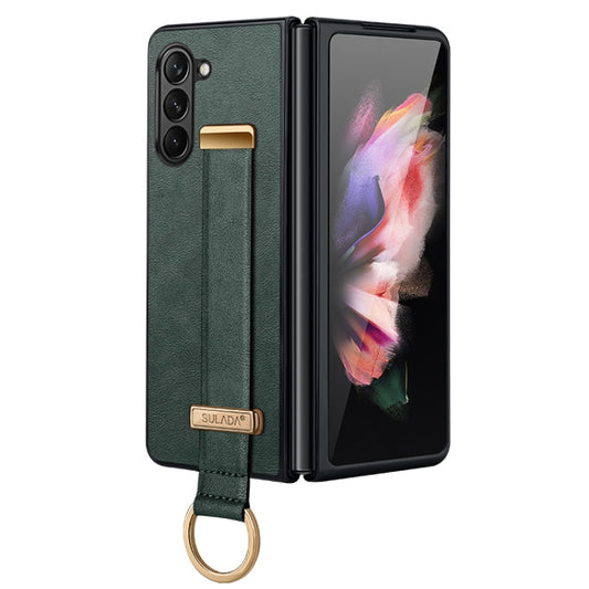 For Samsung Galaxy Z Fold5 SULADA PC + Leather Texture Skin Feel Shockproof Phone Case(Green) - Galaxy Z Fold5 Cases by SULADA | Online Shopping South Africa | PMC Jewellery