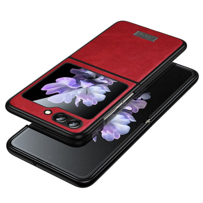 For Samsung Galaxy Z Flip5 SULADA Shockproof TPU + Handmade Leather Phone Case(Red) - Galaxy Z Flip5 Cases by SULADA | Online Shopping South Africa | PMC Jewellery