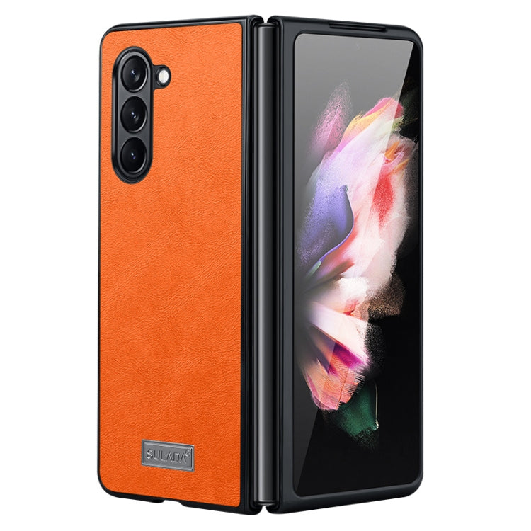 For Samsung Galaxy Z Fold5 SULADA Shockproof TPU + Handmade Leather Phone Case(Orange) - Galaxy Z Fold5 Cases by SULADA | Online Shopping South Africa | PMC Jewellery