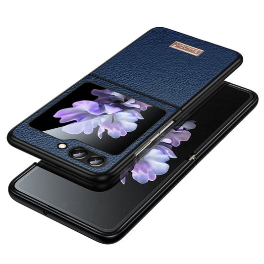 For Samsung Galaxy Z Flip5 SULADA Shockproof TPU + Litchi Texture Leather Phone Case(Blue) - Galaxy Z Flip5 Cases by SULADA | Online Shopping South Africa | PMC Jewellery
