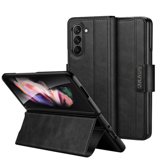 For Samsung Galaxy Z Fold5 SULADA All-inclusive Magnetic Snap Flip Leather Phone Case(Black) - Galaxy Z Fold5 Cases by SULADA | Online Shopping South Africa | PMC Jewellery