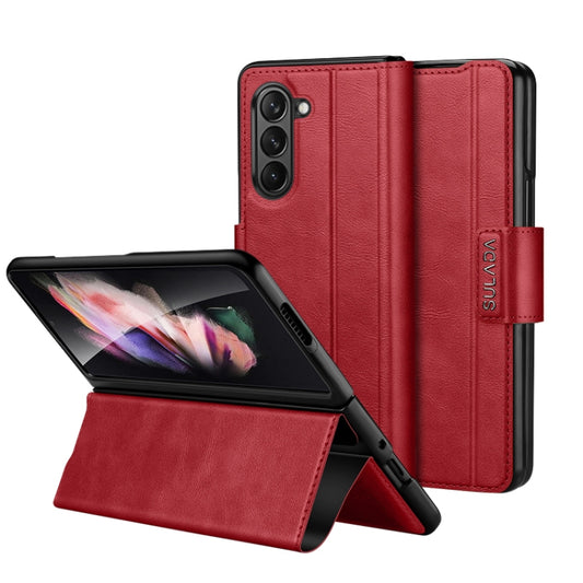 For Samsung Galaxy Z Fold5 SULADA All-inclusive Magnetic Snap Flip Leather Phone Case(Red) - Galaxy Z Fold5 Cases by SULADA | Online Shopping South Africa | PMC Jewellery