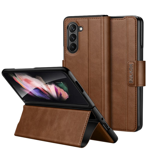For Samsung Galaxy Z Fold5 SULADA All-inclusive Magnetic Snap Flip Leather Phone Case(Brown) - Galaxy Z Fold5 Cases by SULADA | Online Shopping South Africa | PMC Jewellery