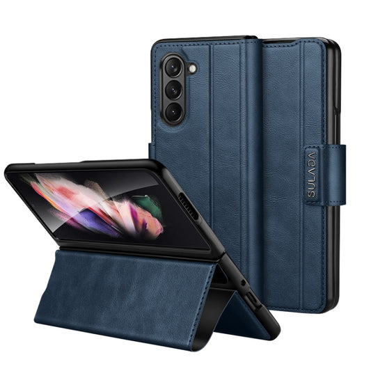 For Samsung Galaxy Z Fold5 SULADA All-inclusive Magnetic Snap Flip Leather Phone Case(Blue) - Galaxy Z Fold5 Cases by SULADA | Online Shopping South Africa | PMC Jewellery