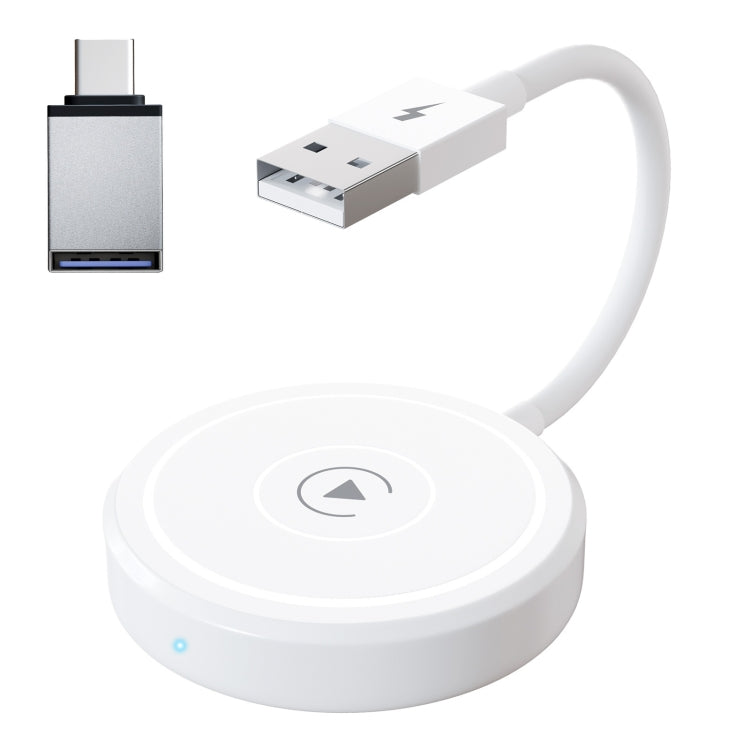 USB + USB-C / Type-C Wired to Wireless Carplay Adapter for iPhone(White) - Bluetooth Adapters by PMC Jewellery | Online Shopping South Africa | PMC Jewellery