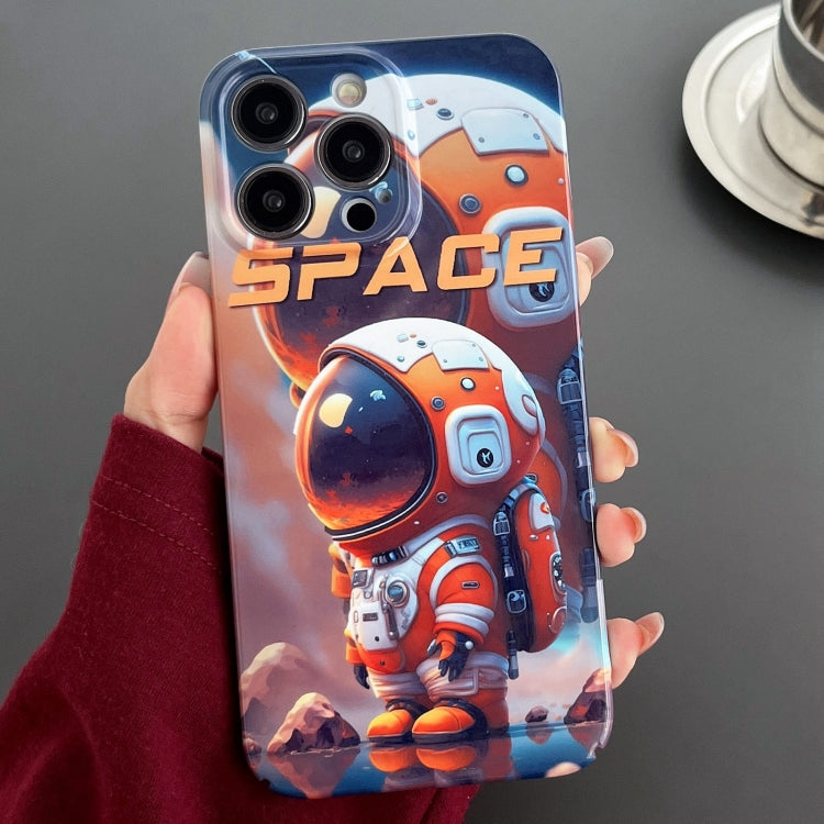 For iPhone 14 Pro Max Painted Pattern Precise Hole PC Phone Case(Orange Astronaut) - iPhone 14 Pro Max Cases by PMC Jewellery | Online Shopping South Africa | PMC Jewellery