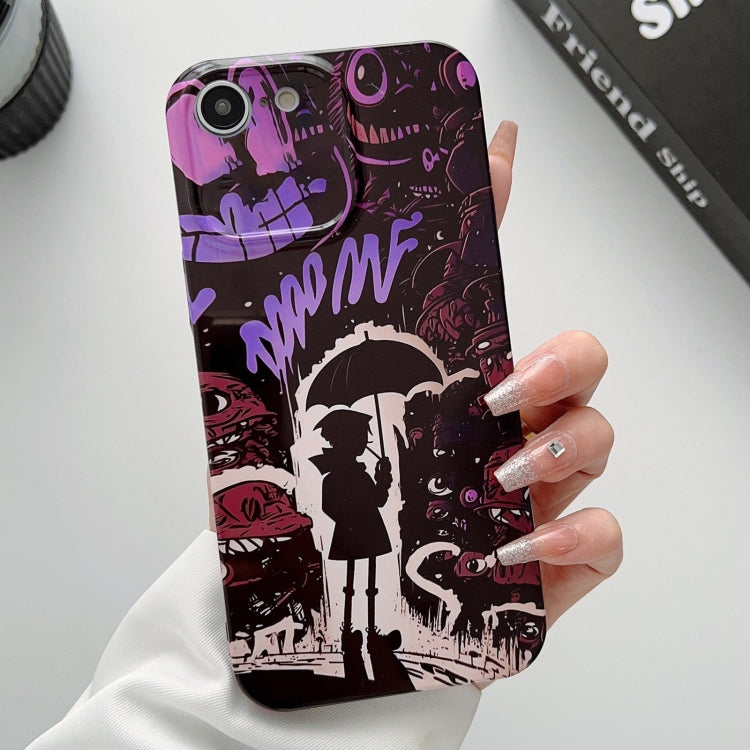 For iPhone SE 2022 / 2020 / 8 / 7 Painted Pattern Precise Hole PC Phone Case(Black Purple Umbrella Boy) - iPhone SE 2022 / 2020 / 8 / 7 Cases by PMC Jewellery | Online Shopping South Africa | PMC Jewellery